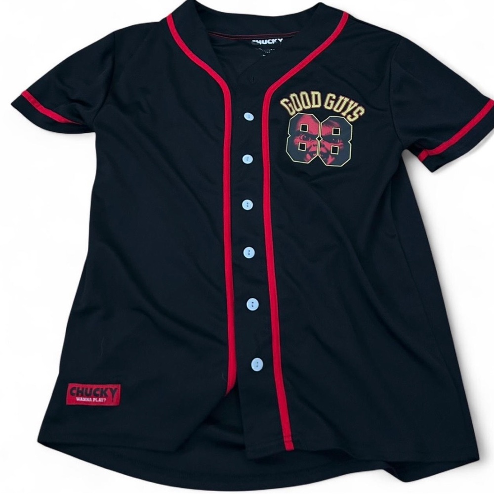 Mens Chucky Baseball Shirt - Black, Red, and yellow
